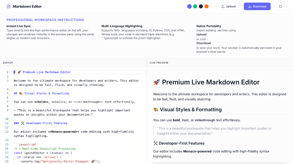 Markdown Live Editor